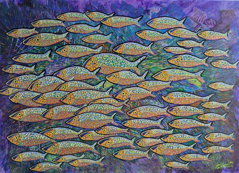 La bande -2025 La bande -Toile acrylique 2025 - 116x81x2.5cm