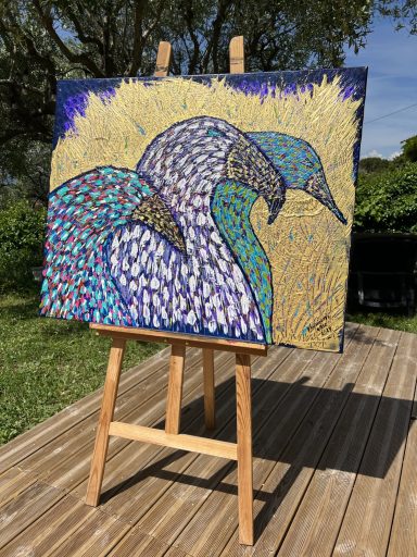Tableau acrylique "Trio" – 100 x 100 cm – Pièce unique – 2025